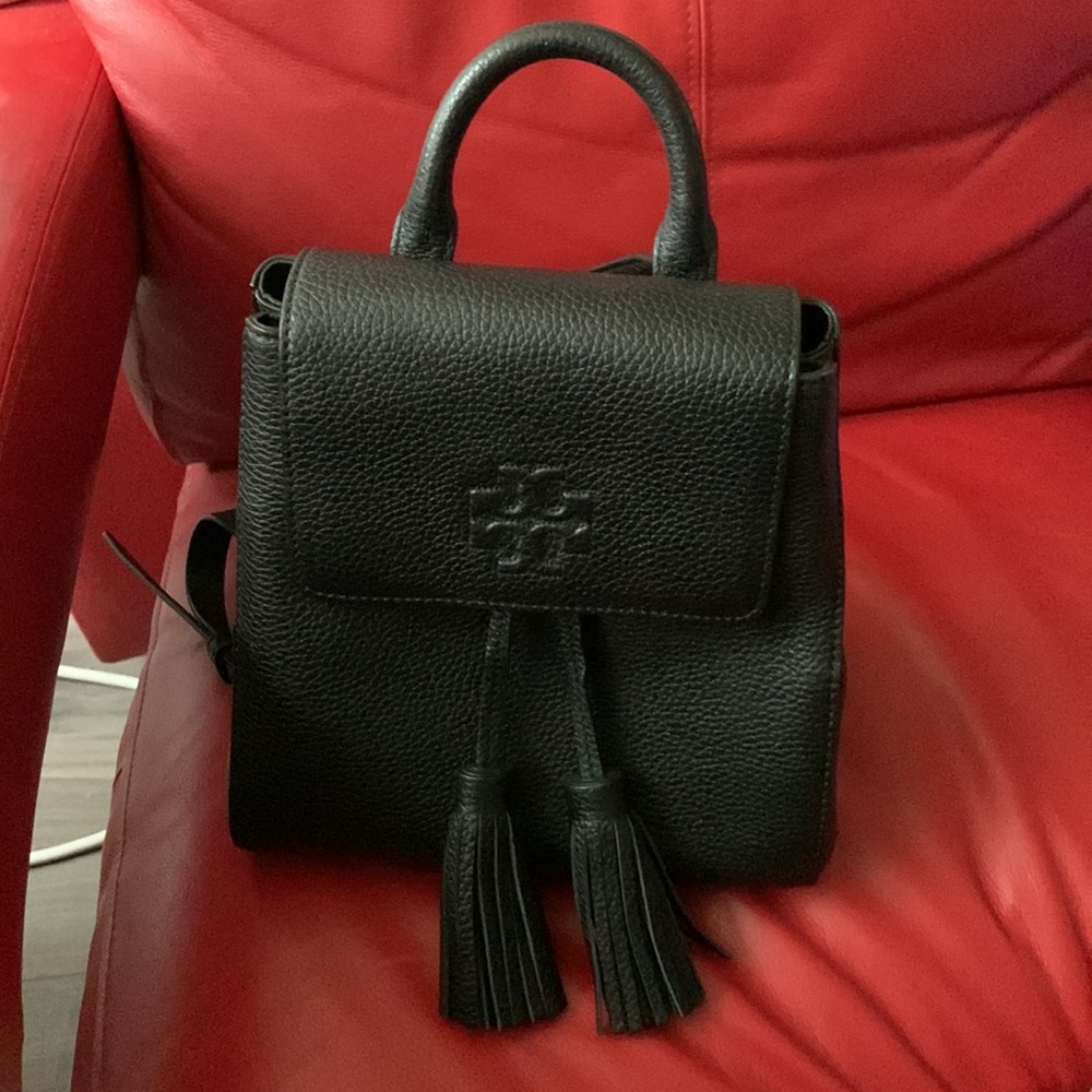 NWOT Tory Burch Thea Black Pebbled Leather Mini Backpack Bag